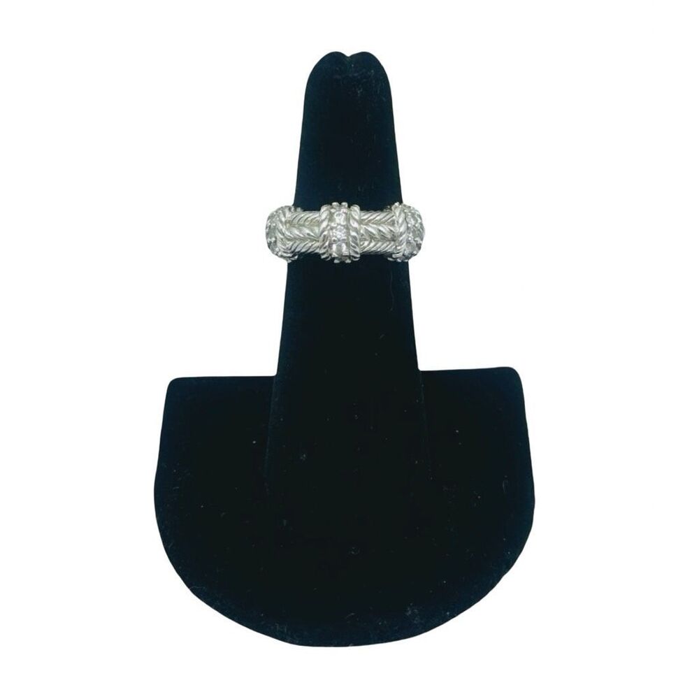 Judith Ripka 925 Sterling Silver Cubic Zirconia Ring Band - Size 6 - Picture 2 of 10